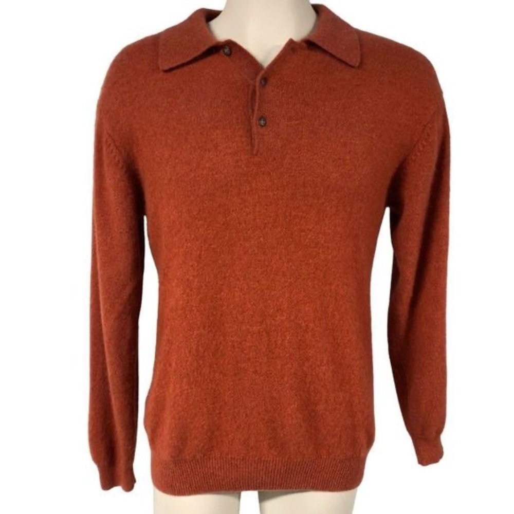 Daniel Bishop 2 Ply 100% Cashmere Sweater Pull Over Top Sz Large Burnt Orange